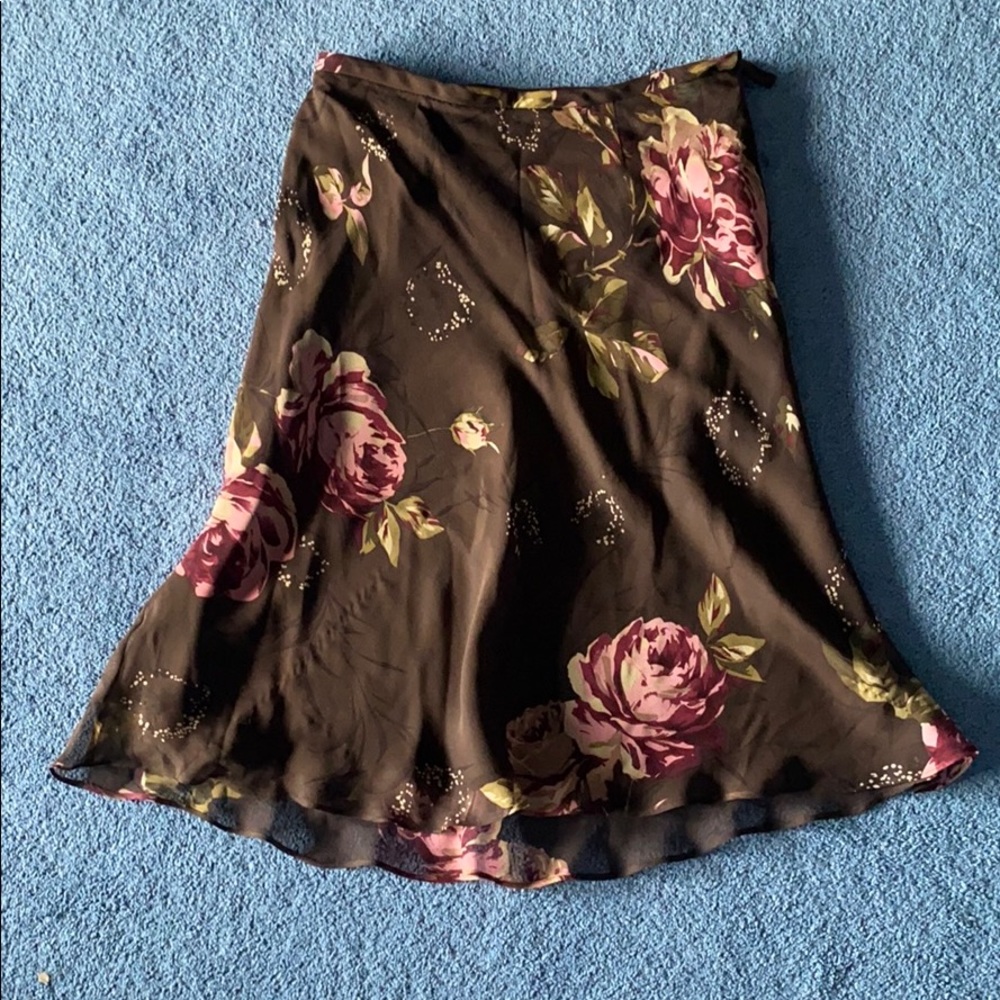 Charter Club Brown Floral Skirt Size 8